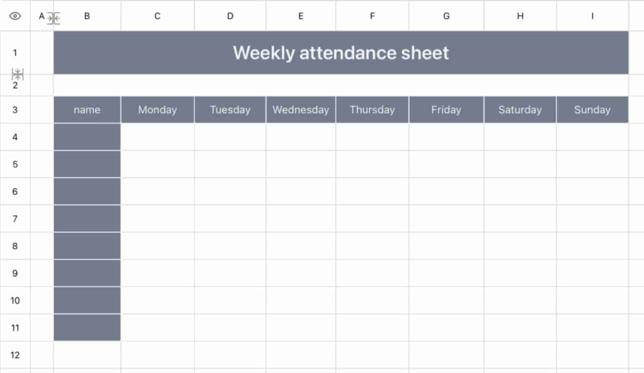 Weekly attendance sheet 1